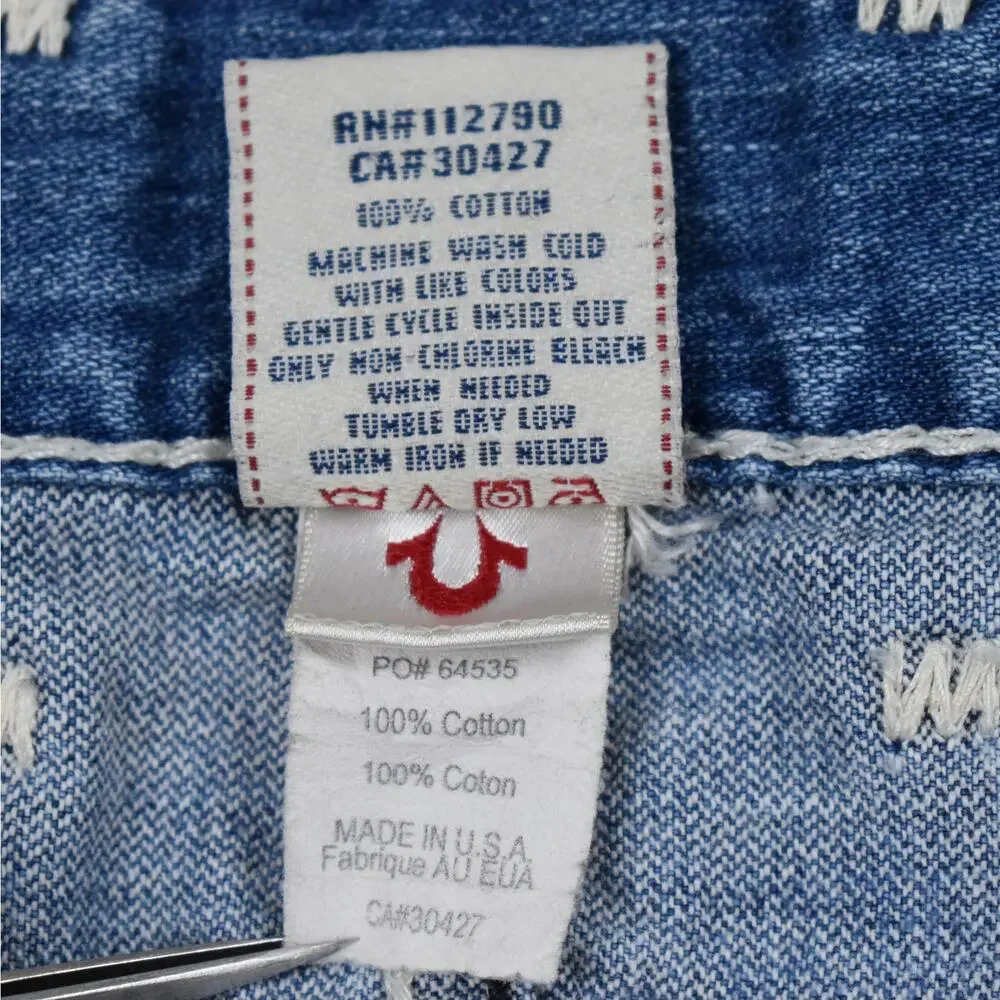 Vintage True Religion Jean Shorts Men's 31 (33) Ricky Blue Denim Cut Off Y2K USA
